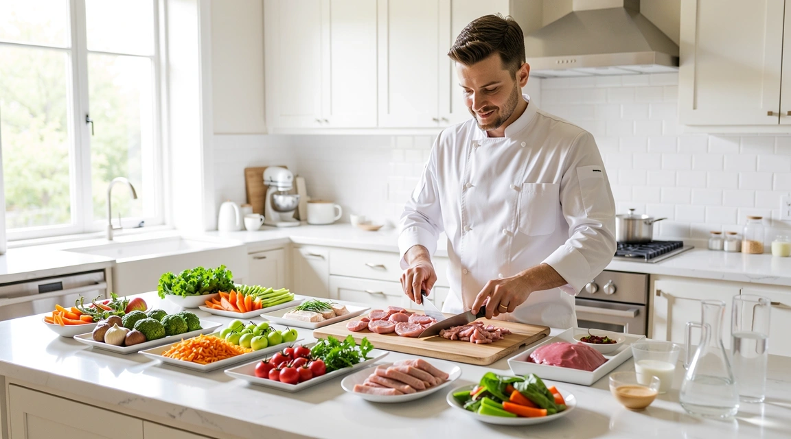 Chef preparing balanced menu